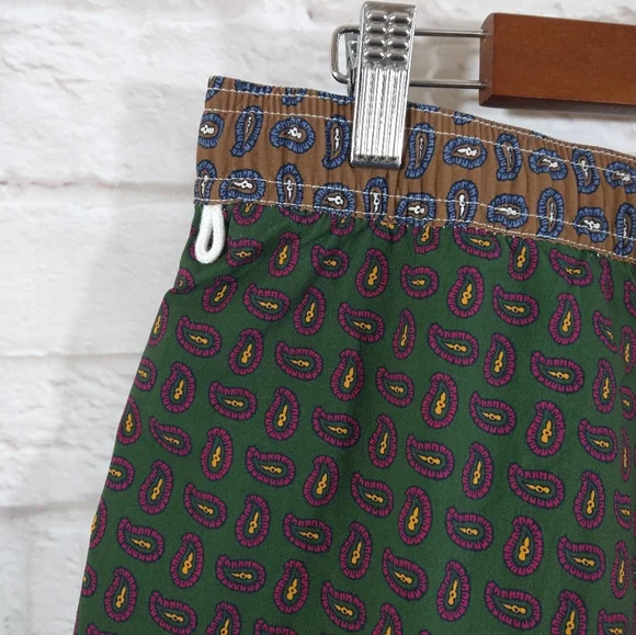 E J.Crew Multi Color Paisley Print 6" Stretch Swim Trunk Shorts NWT Size M - Picture 9 of 11